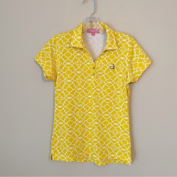 Magnolia Lane Masters Golf Short Sleeve Polo Top Yellow and White - Small - Picture 11 of 11